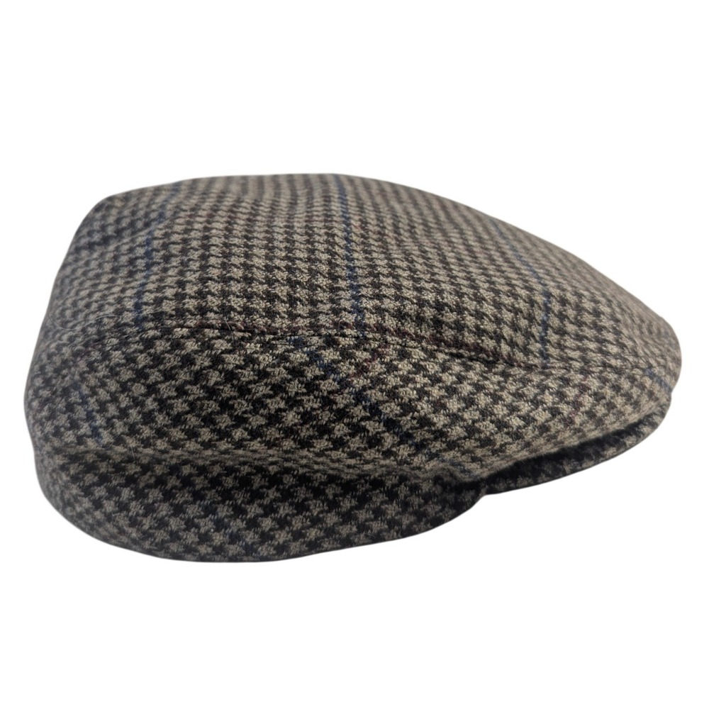 Country Gentleman Men's Tweed Flat Cap Houndstooth Plaid‎ Brown Blue Size M